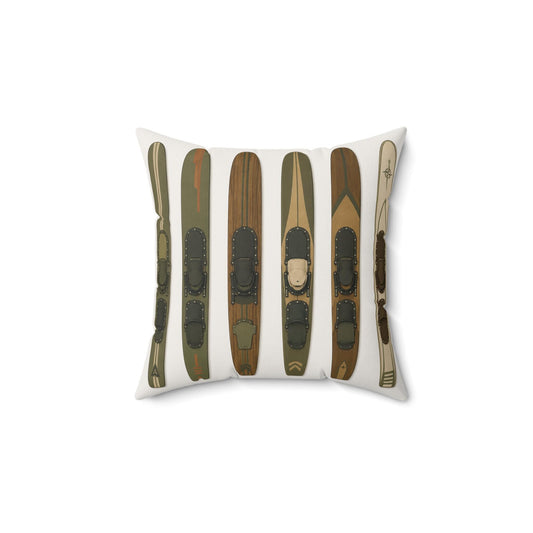 Muted Vintage Water Ski Lake House Pillow | Nautical Cabin Throw