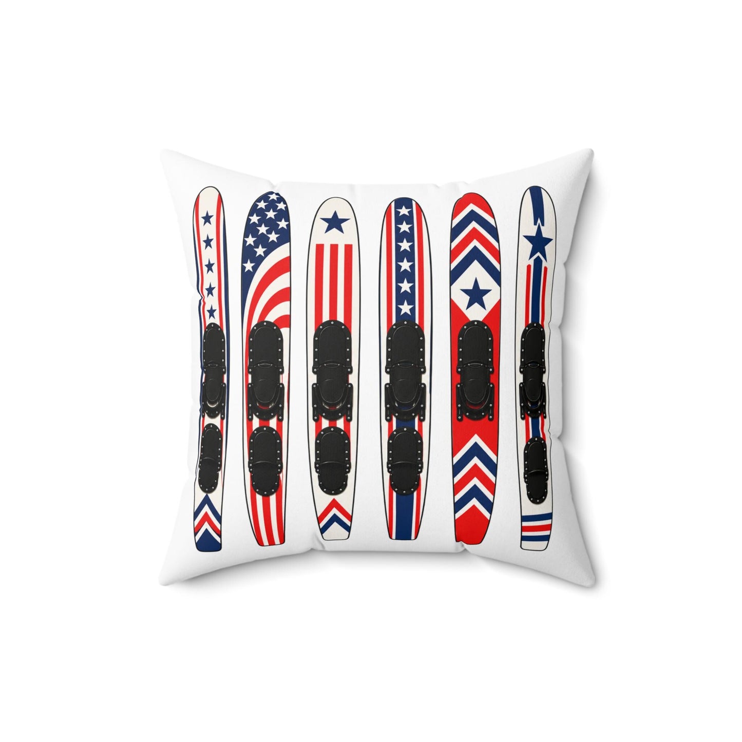 Vintage USA Water Ski Patriotic Pillow | Retro Americana Lake House Throw