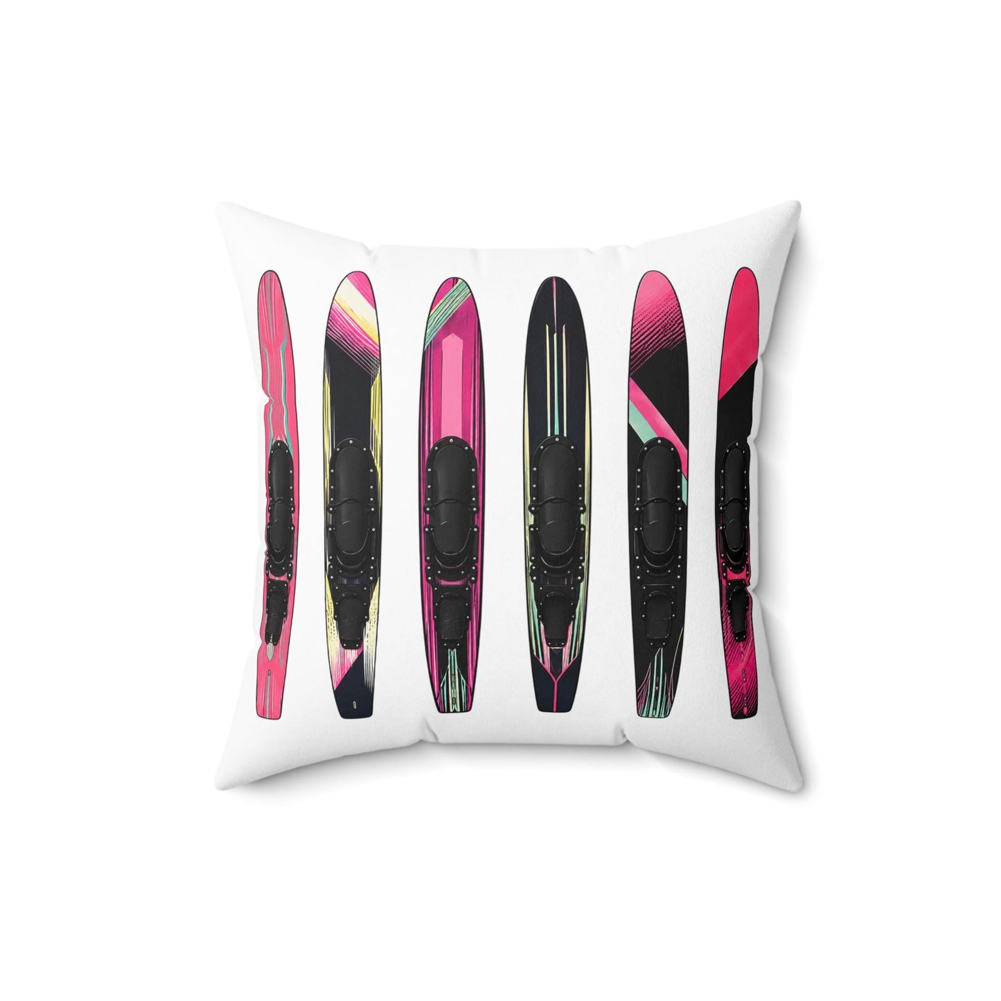 Water Ski Slalom Design Spun Polyester Square Pillow | Lake Skiing Throw Pillow