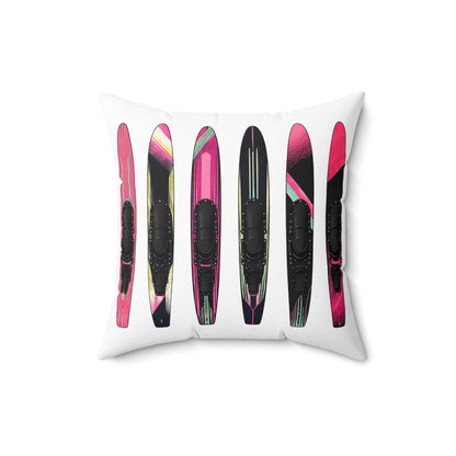 Water Ski Slalom Design Spun Polyester Square Pillow | Lake Skiing Throw Pillow