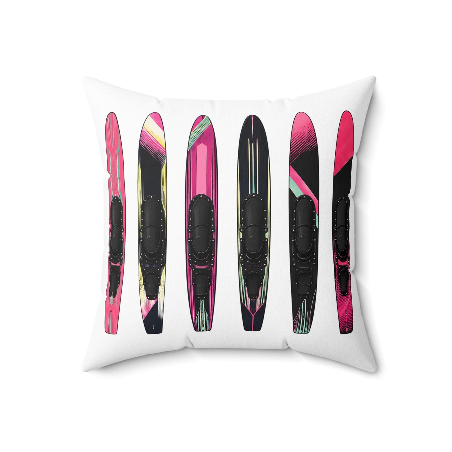 Water Ski Slalom Design Spun Polyester Square Pillow | Lake Skiing Throw Pillow