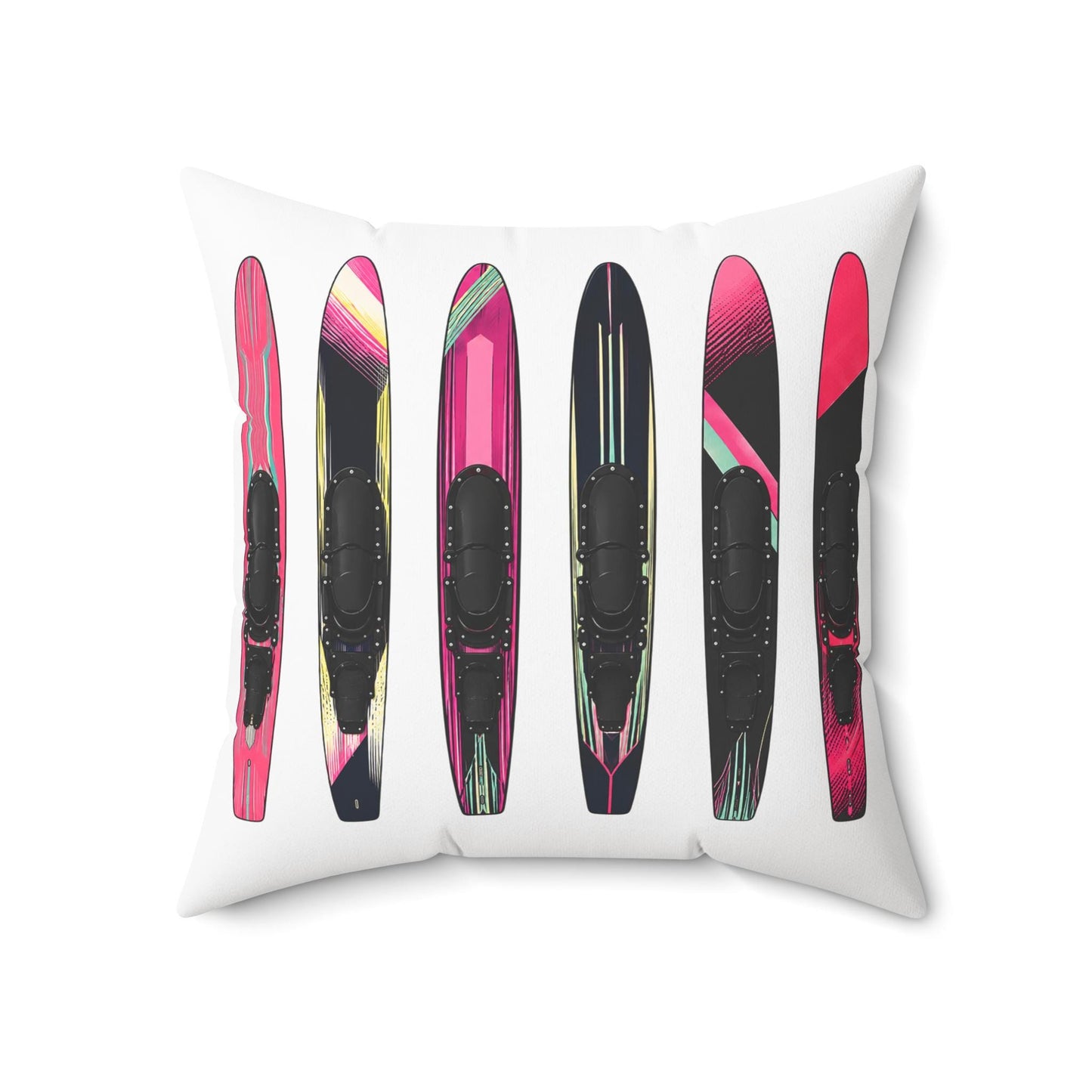 Water Ski Slalom Design Spun Polyester Square Pillow | Lake Skiing Throw Pillow