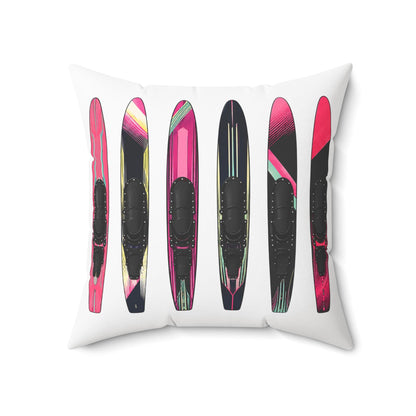 Water Ski Slalom Design Spun Polyester Square Pillow | Lake Skiing Throw Pillow