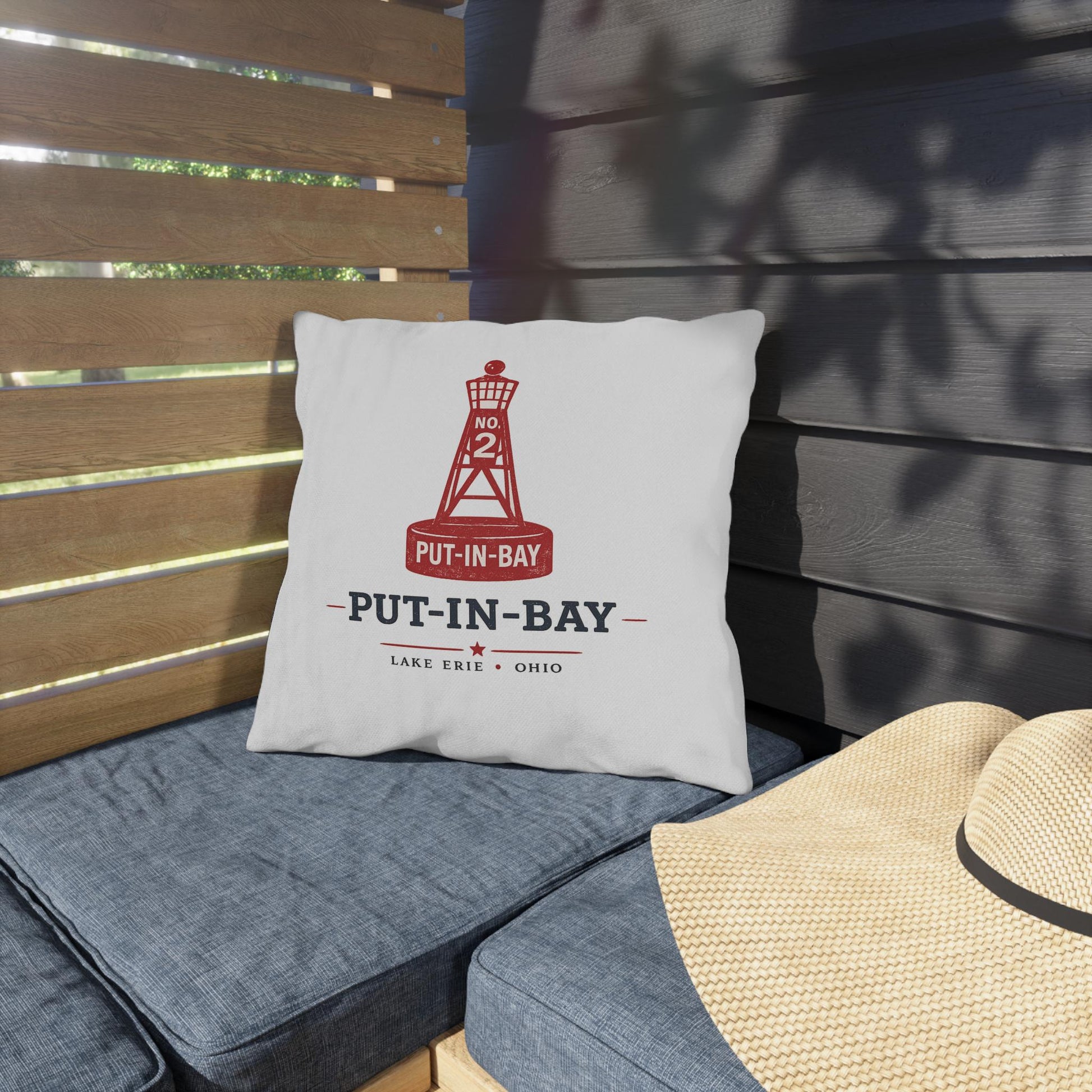 Put-In-Bay Buoy Pillow Outdoor Pillows | Lake Erie Nautical Coastal Throw
