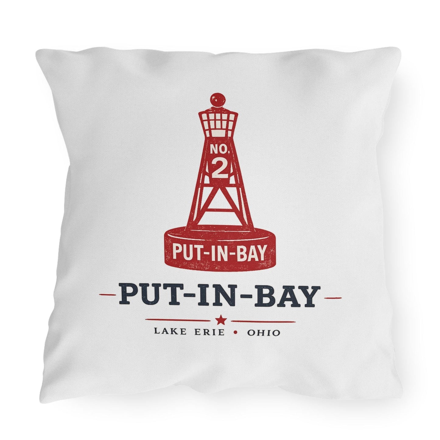 Put-In-Bay Buoy Pillow Outdoor Pillows | Lake Erie Nautical Coastal Throw
