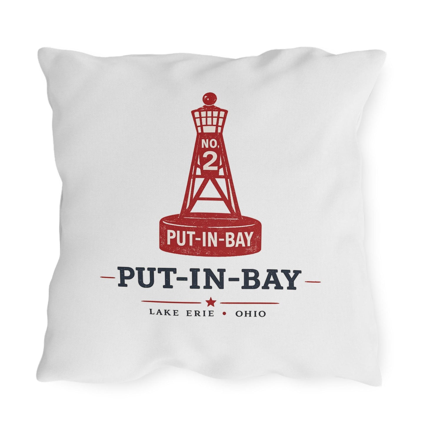 Put-In-Bay Buoy Pillow Outdoor Pillows | Lake Erie Nautical Coastal Throw