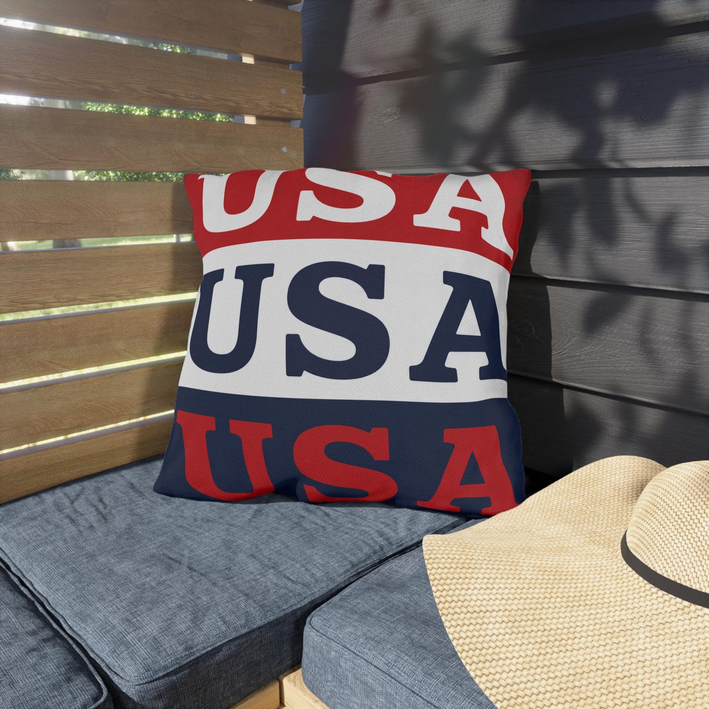 USA Patriotic Throw Pillow | Outdoor Pillows, Red White Blue Americana Accent