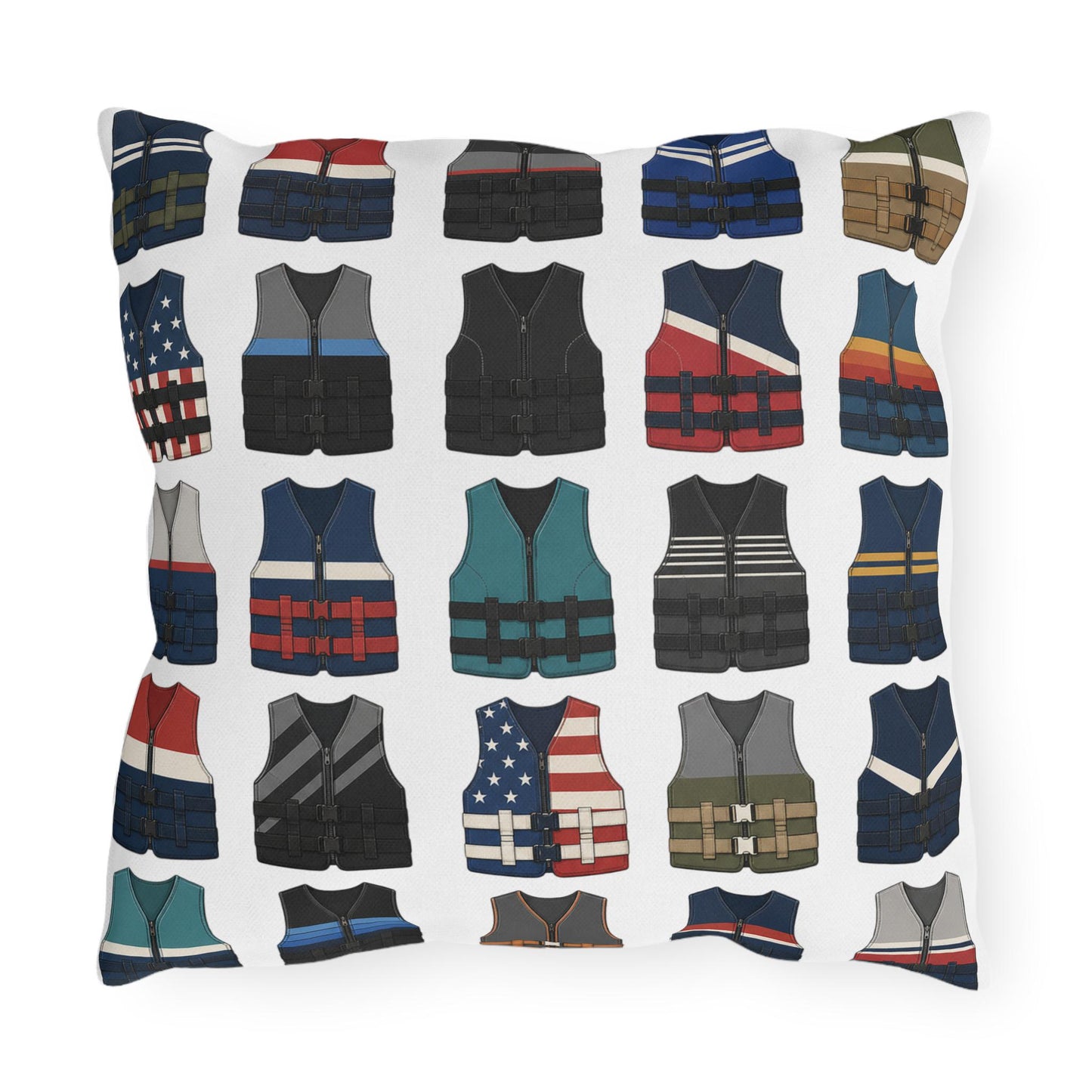 Retro Vintage Water Ski Vest Pillow Outdoor Pillows | Lake Life Decor