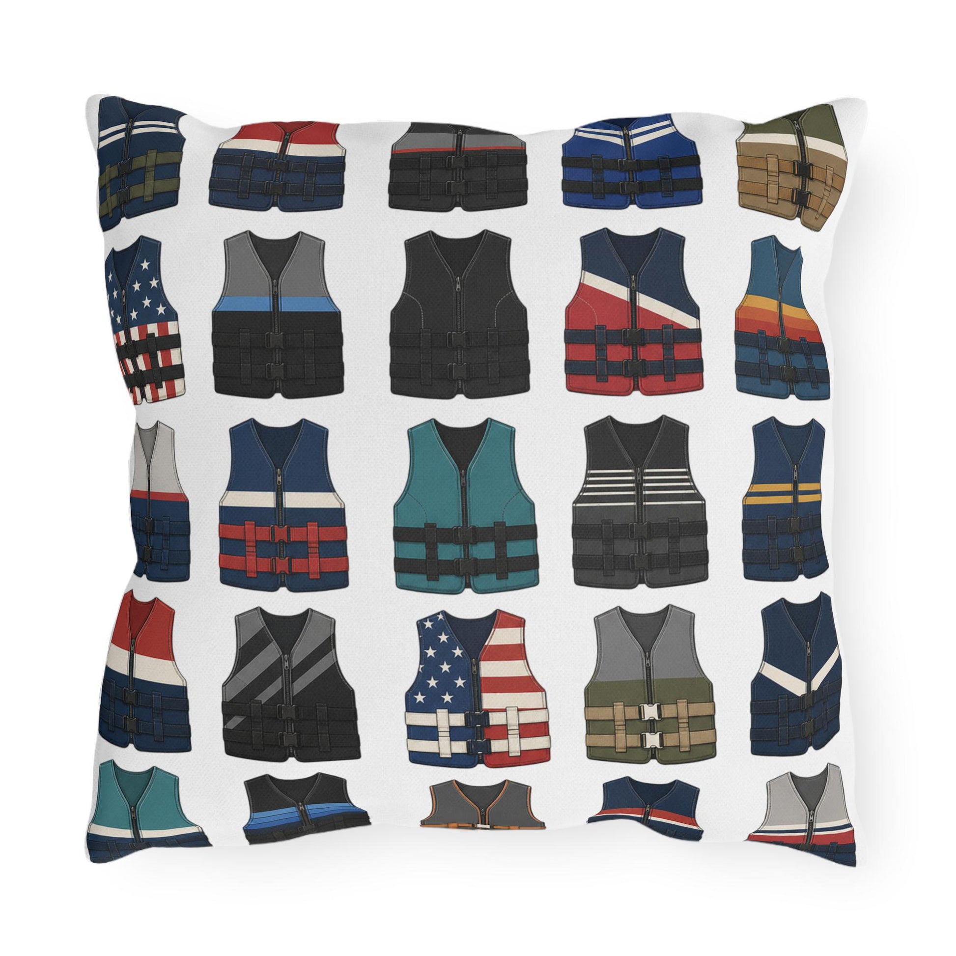 Retro Vintage Water Ski Vest Pillow Outdoor Pillows | Lake Life Decor