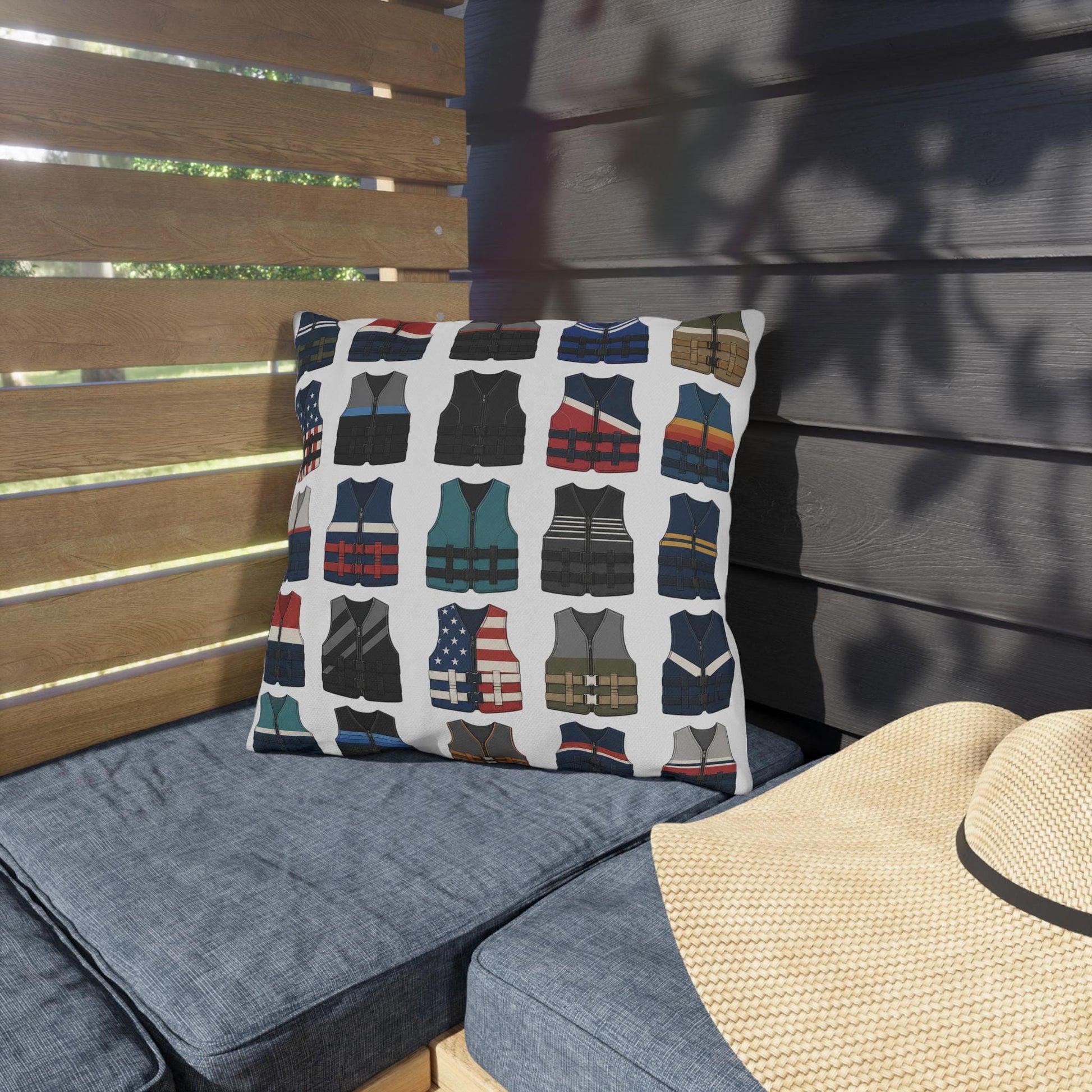 Retro Vintage Water Ski Vest Pillow Outdoor Pillows | Lake Life Decor