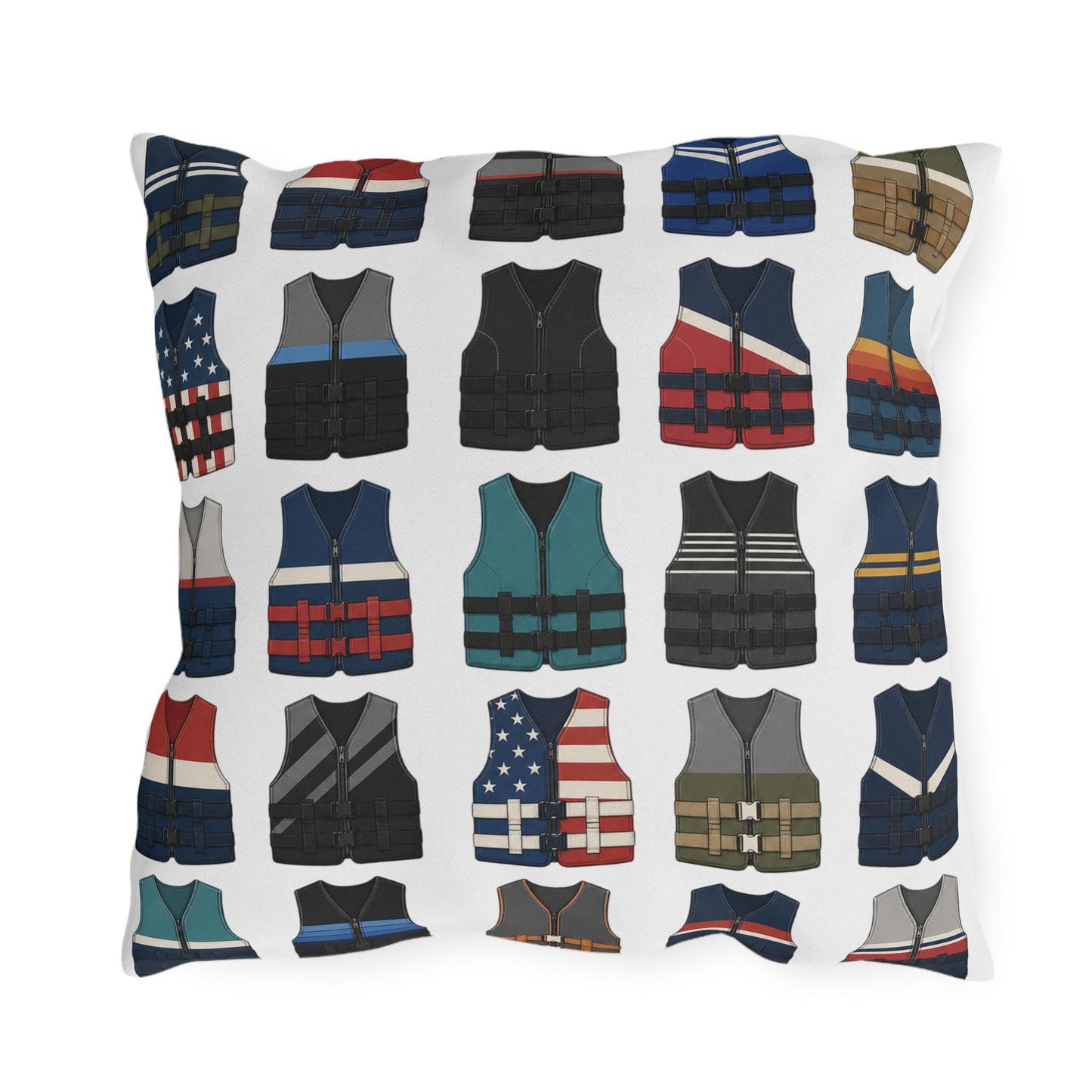 Retro Vintage Water Ski Vest Pillow Outdoor Pillows | Lake Life Decor