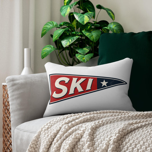 Ski Flag and Ski Fin USA Lumbar Pillow | 14x20 American-Made