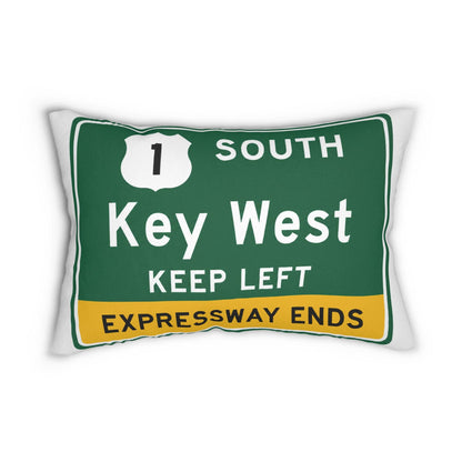 Key West Highway Exit Sign Throw Pillow lumbar pillow, 14x20 coastal decor | Florida souvenir