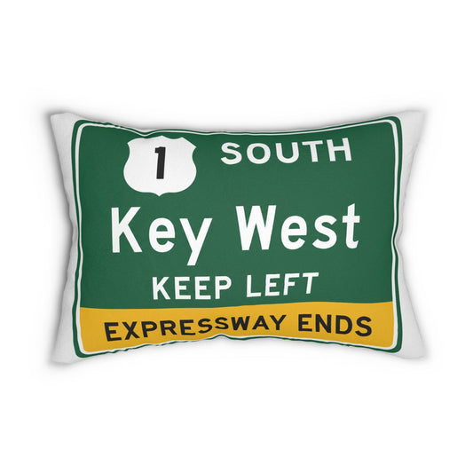 Key West Highway Exit Sign Throw Pillow lumbar pillow, 14x20 coastal decor | Florida souvenir