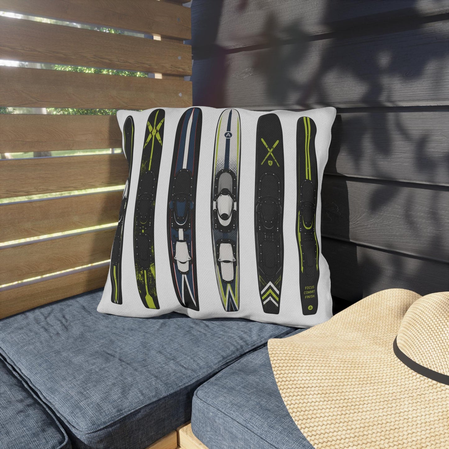 Water Ski Lake House Pillow | Modern Nautical Ski Cabin Throw