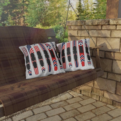 Vintage USA Water Ski Patriotic Pillow | Retro Americana Lake House Decor