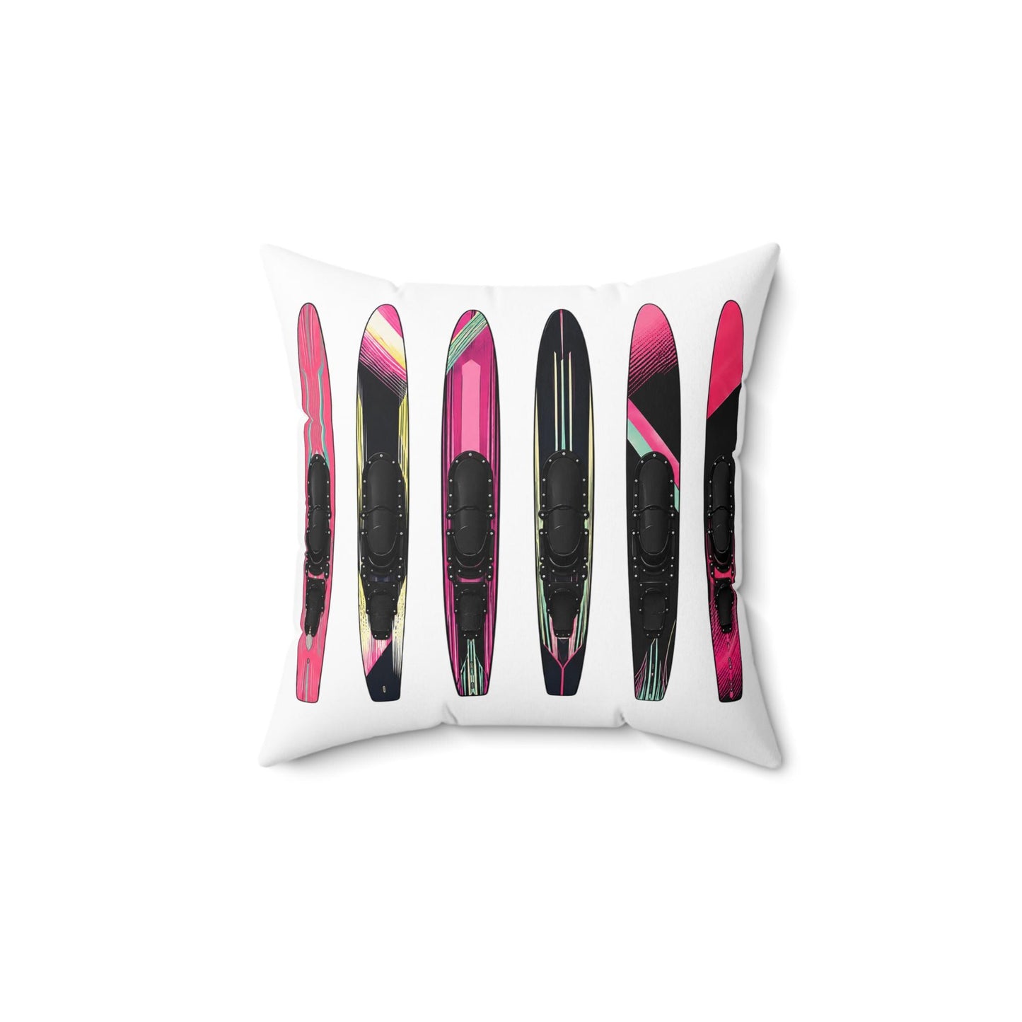 Water Ski Slalom Design Spun Polyester Square Pillow | Lake Skiing Throw Pillow