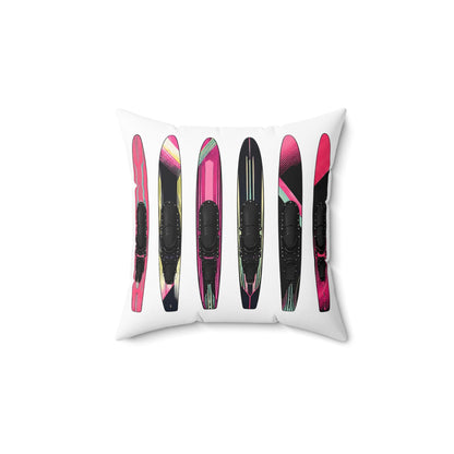 Water Ski Slalom Design Spun Polyester Square Pillow | Lake Skiing Throw Pillow