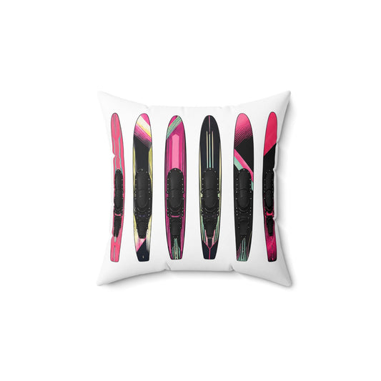 Water Ski Slalom Design Spun Polyester Square Pillow | Lake Skiing Throw Pillow