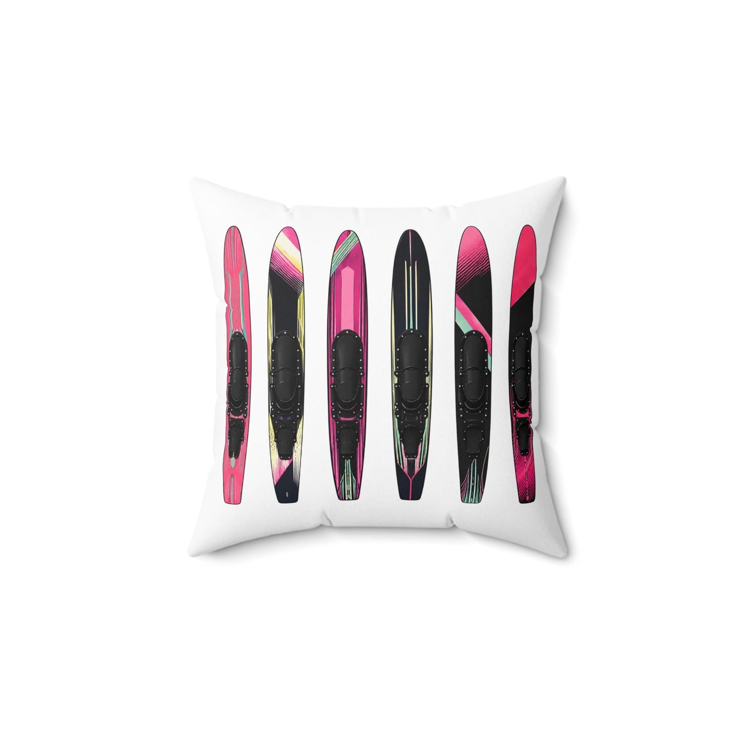 Water Ski Slalom Design Spun Polyester Square Pillow | Lake Skiing Throw Pillow