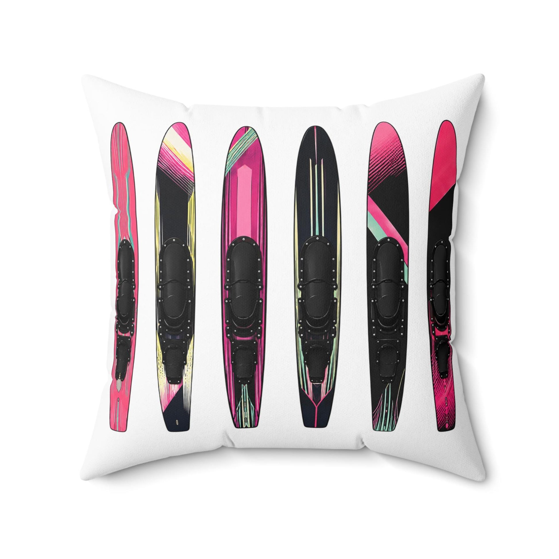 Water Ski Slalom Design Spun Polyester Square Pillow | Lake Skiing Throw Pillow