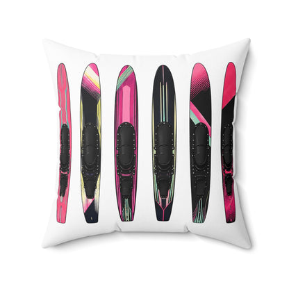 Water Ski Slalom Design Spun Polyester Square Pillow | Lake Skiing Throw Pillow