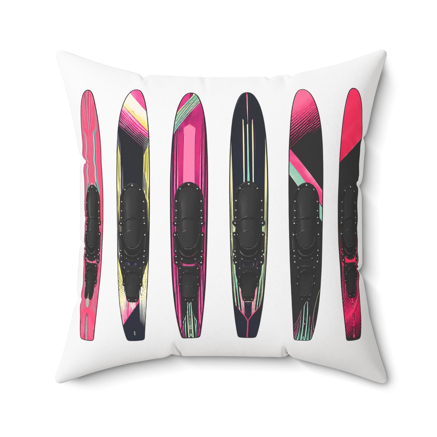 Water Ski Slalom Design Spun Polyester Square Pillow | Lake Skiing Throw Pillow