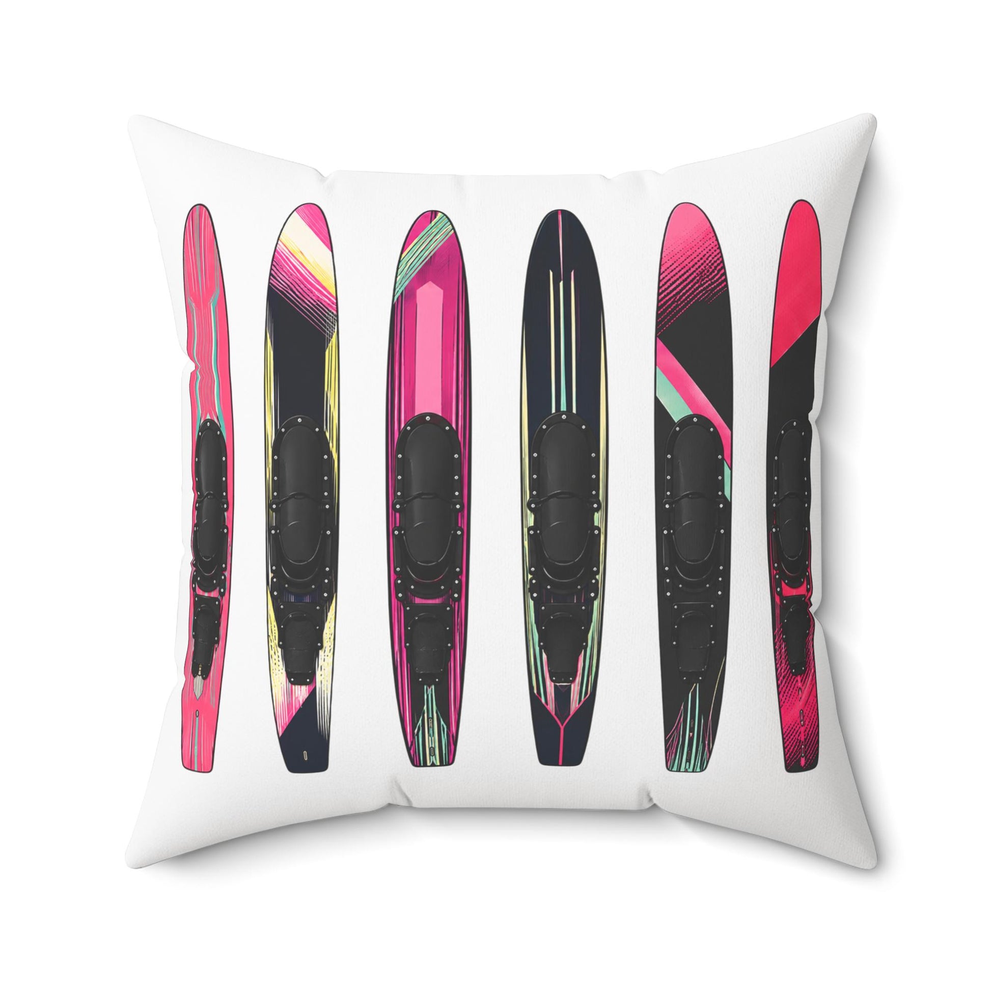 Water Ski Slalom Design Spun Polyester Square Pillow | Lake Skiing Throw Pillow