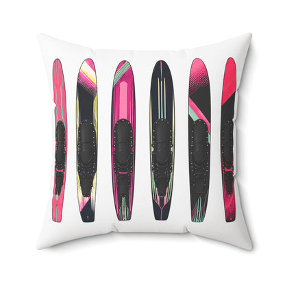 Water Ski Slalom Design Spun Polyester Square Pillow | Lake Skiing Throw Pillow