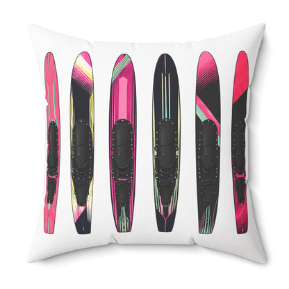 Water Ski Slalom Design Spun Polyester Square Pillow | Lake Skiing Throw Pillow