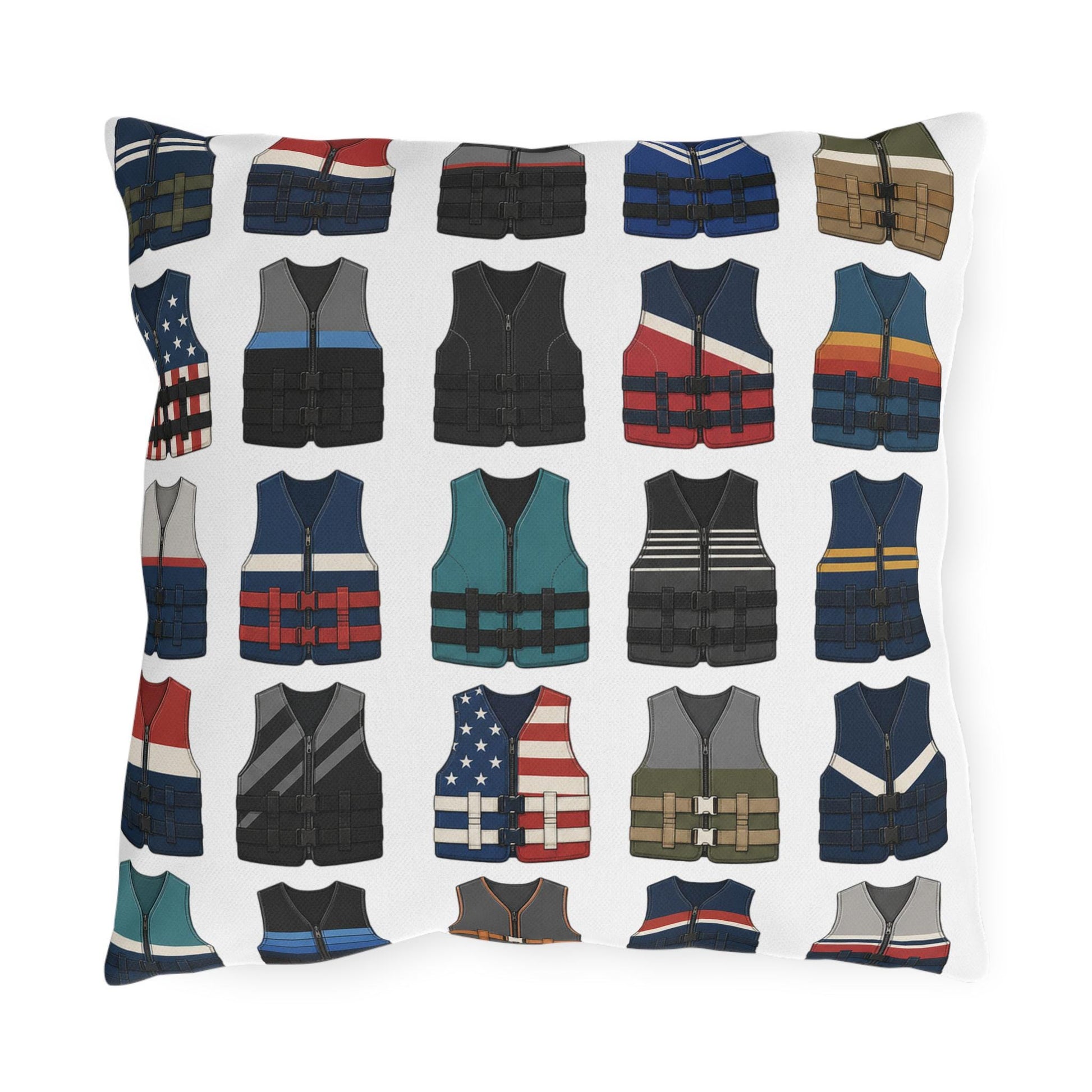 Retro Vintage Water Ski Vest Pillow Outdoor Pillows | Lake Life Decor