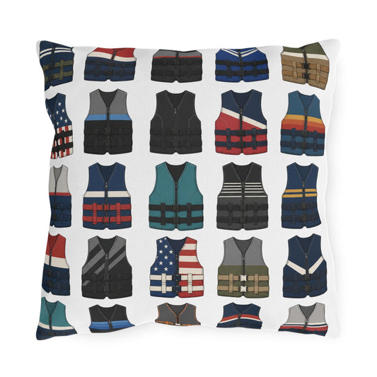 Retro Vintage Water Ski Vest Pillow Outdoor Pillows | Lake Life Decor
