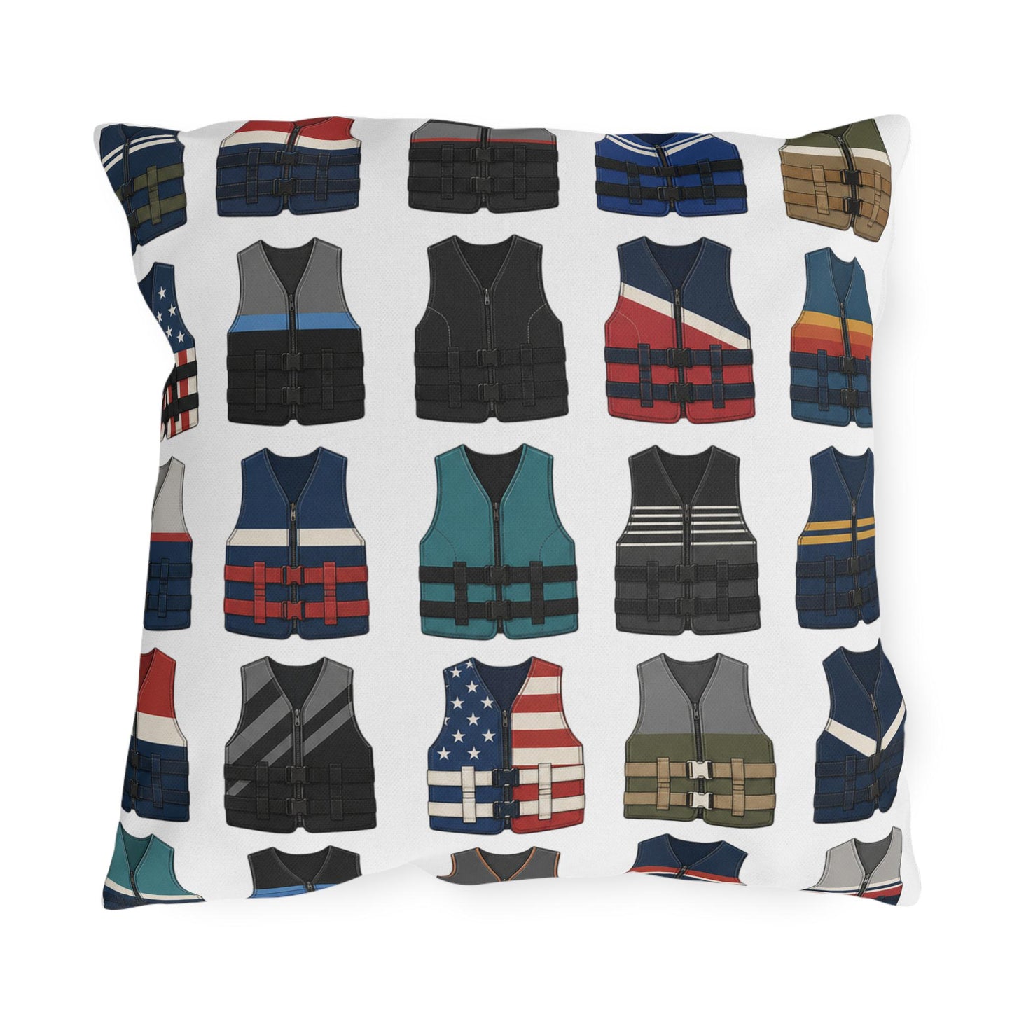 Retro Vintage Water Ski Vest Pillow Outdoor Pillows | Lake Life Decor