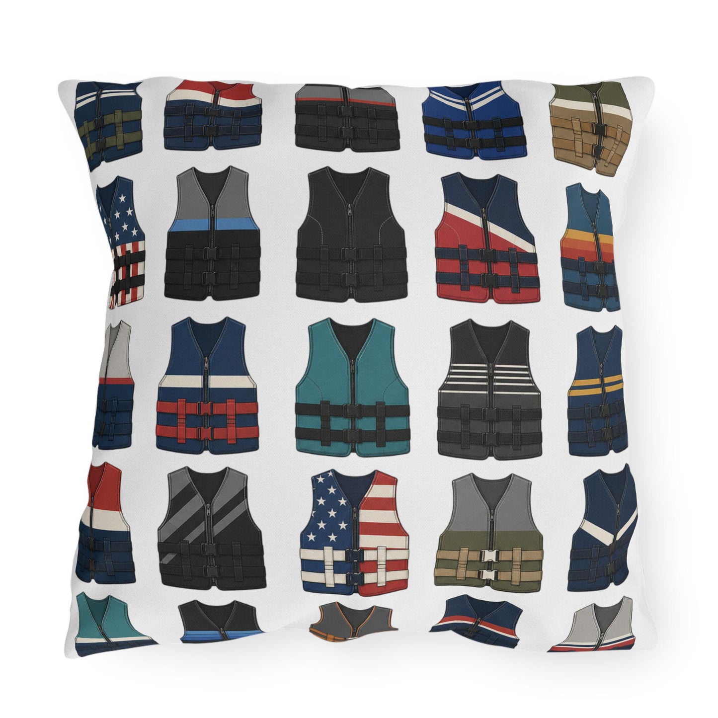 Retro Vintage Water Ski Vest Pillow Outdoor Pillows | Lake Life Decor
