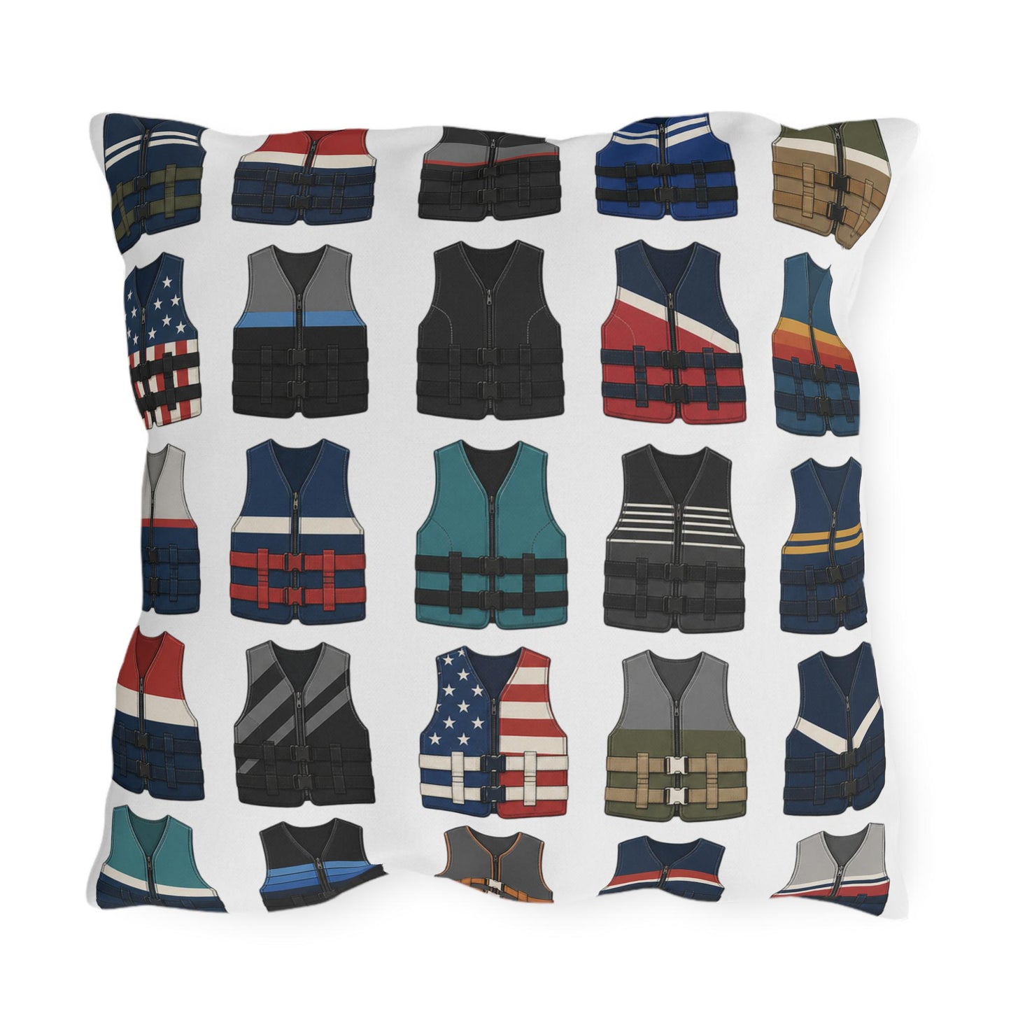Retro Vintage Water Ski Vest Pillow Outdoor Pillows | Lake Life Decor