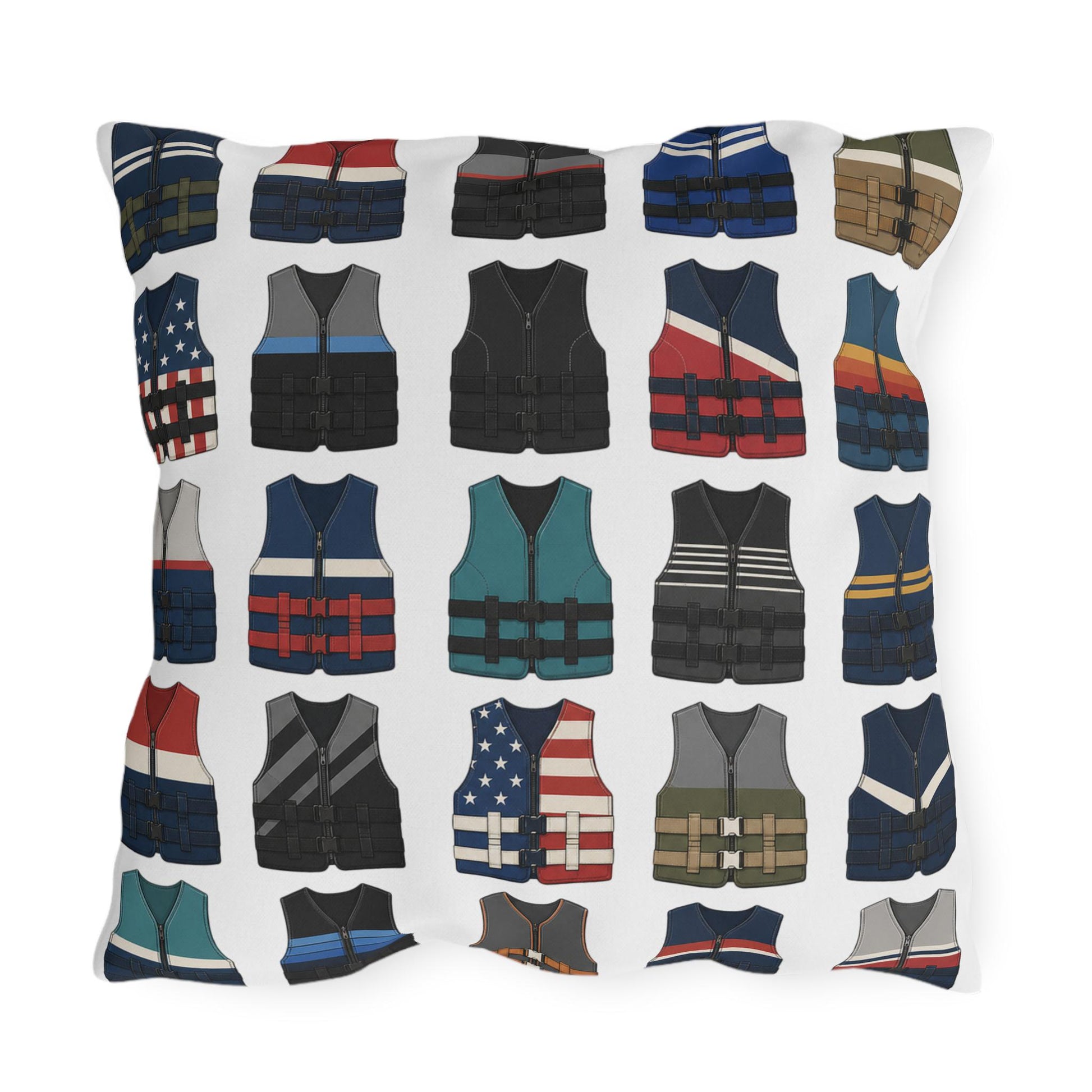 Retro Vintage Water Ski Vest Pillow Outdoor Pillows | Lake Life Decor