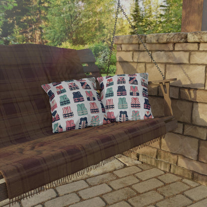Ladies Ski Vest Lake Throw Pillow, Outdoor Pillows | Cabin Lake House Decor