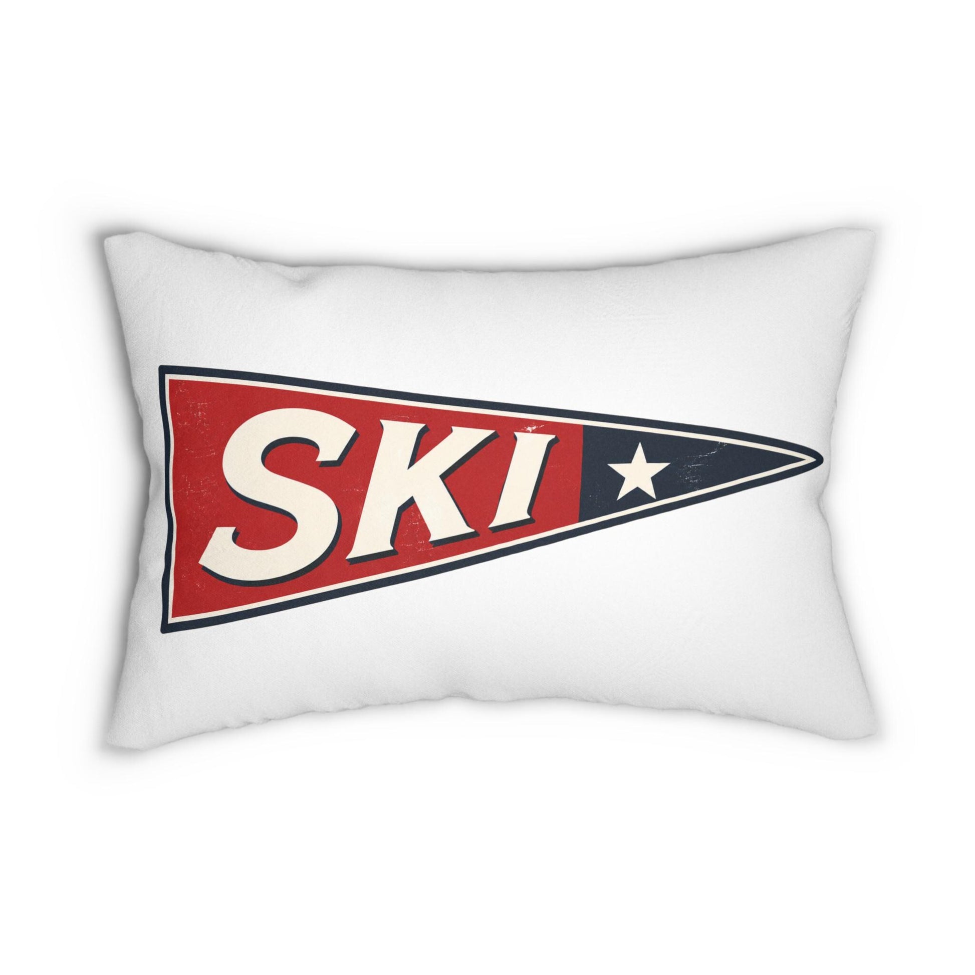 Ski Flag and Ski Fin USA Lumbar Pillow | 14x20 American-Made