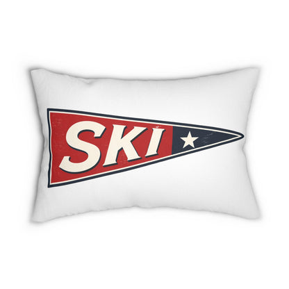 Ski Flag and Ski Fin USA Lumbar Pillow | 14x20 American-Made