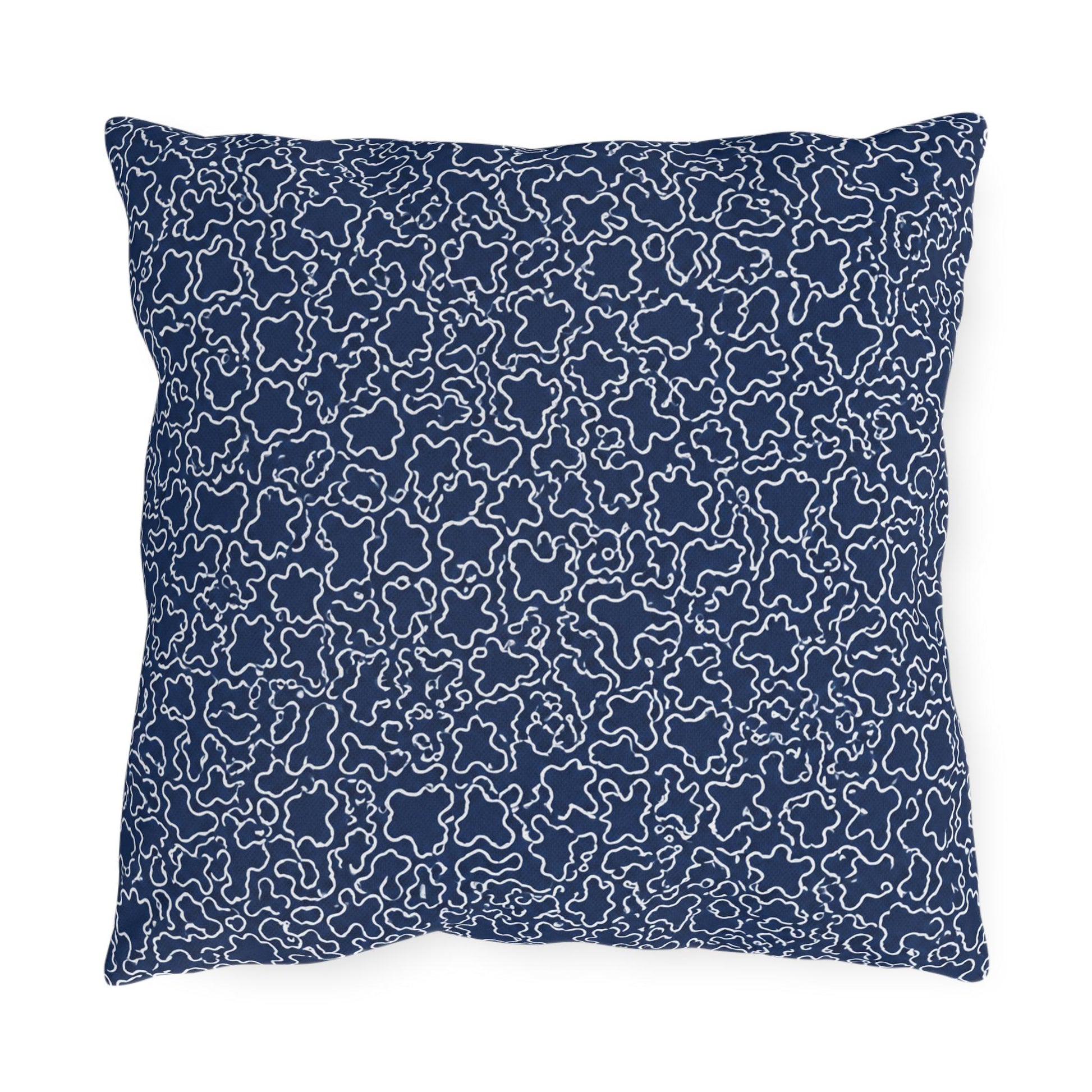 Navy Blue Trellis Throw Pillow Outdoor Pillows | Preppy Coastal Accent, Designer Sofa Cushion