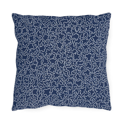 Navy Blue Trellis Throw Pillow Outdoor Pillows | Preppy Coastal Accent, Designer Sofa Cushion