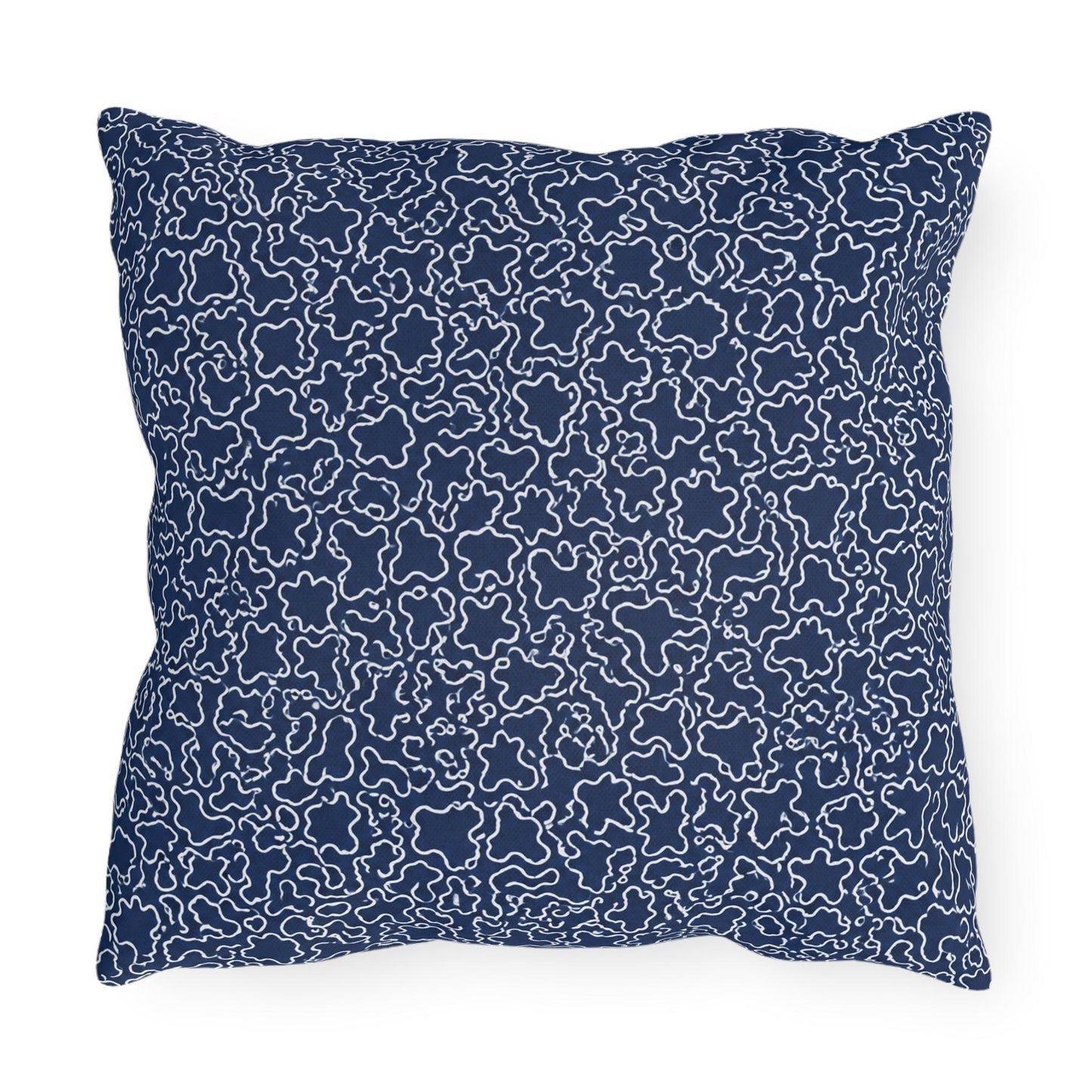 Navy Blue Trellis Throw Pillow Outdoor Pillows | Preppy Coastal Accent, Designer Sofa Cushion