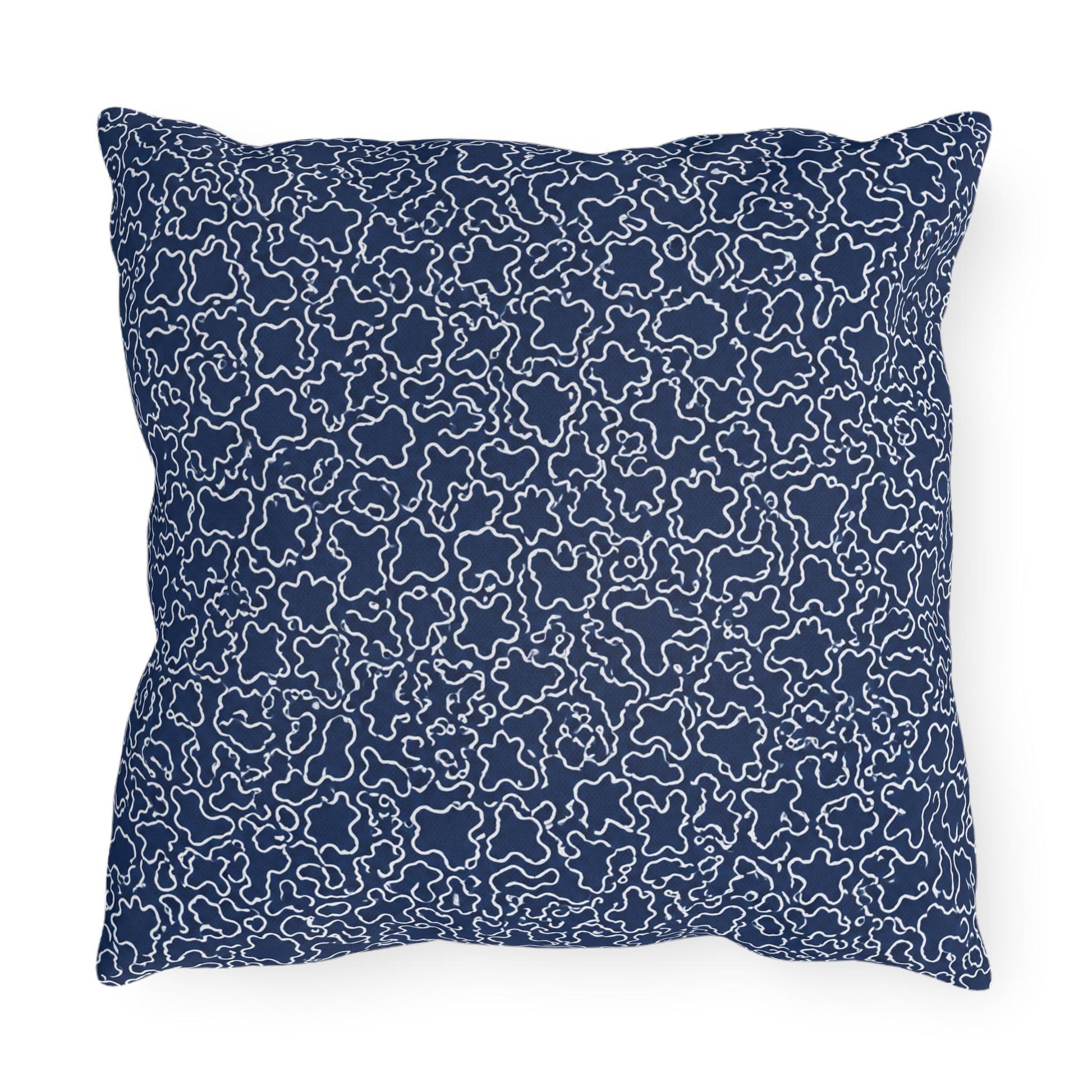 Navy Blue Trellis Throw Pillow Outdoor Pillows | Preppy Coastal Accent, Designer Sofa Cushion