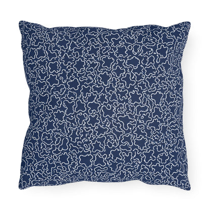 Navy Blue Trellis Throw Pillow Outdoor Pillows | Preppy Coastal Accent, Designer Sofa Cushion