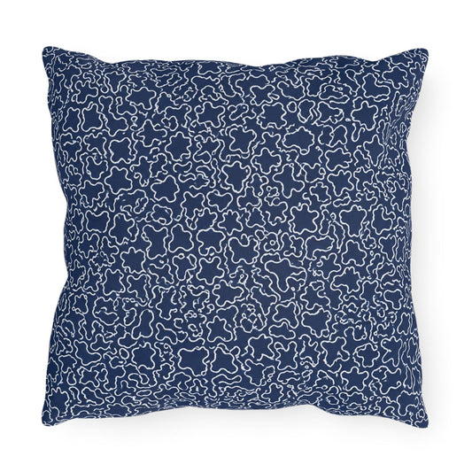 Navy Blue Trellis Throw Pillow Outdoor Pillows | Preppy Coastal Accent, Designer Sofa Cushion