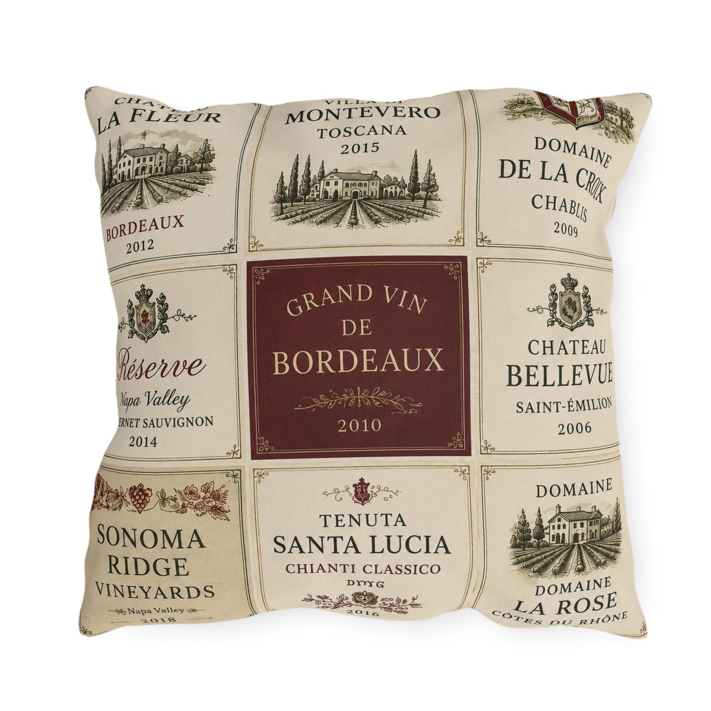 Reversible Wine Pillow Outdoor Pillows | Vineyard Throw Pillow, Tuscan French Country Decor