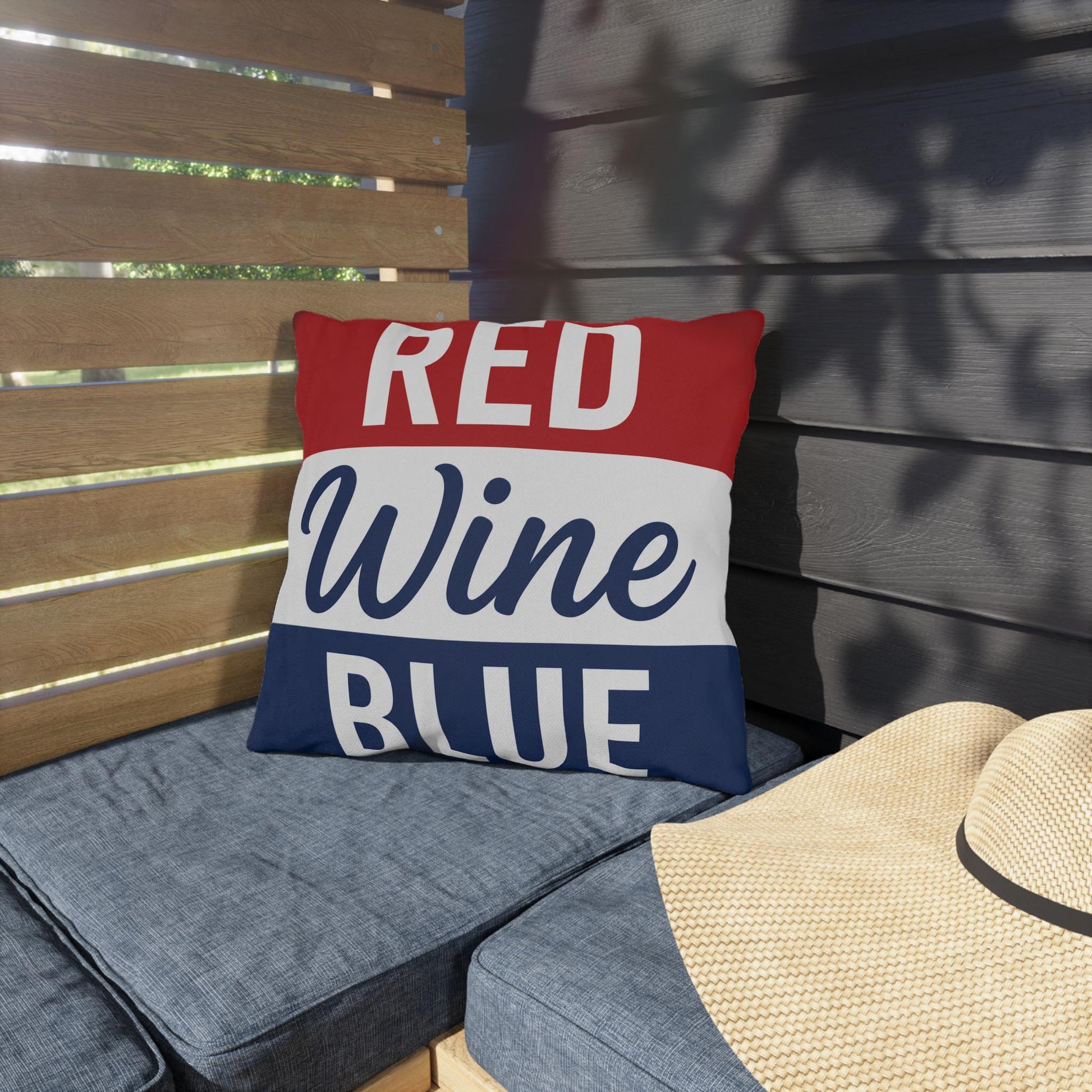 Red Wine & Blue Patriotic Pillows | 4th of July Americana Porch Pillow