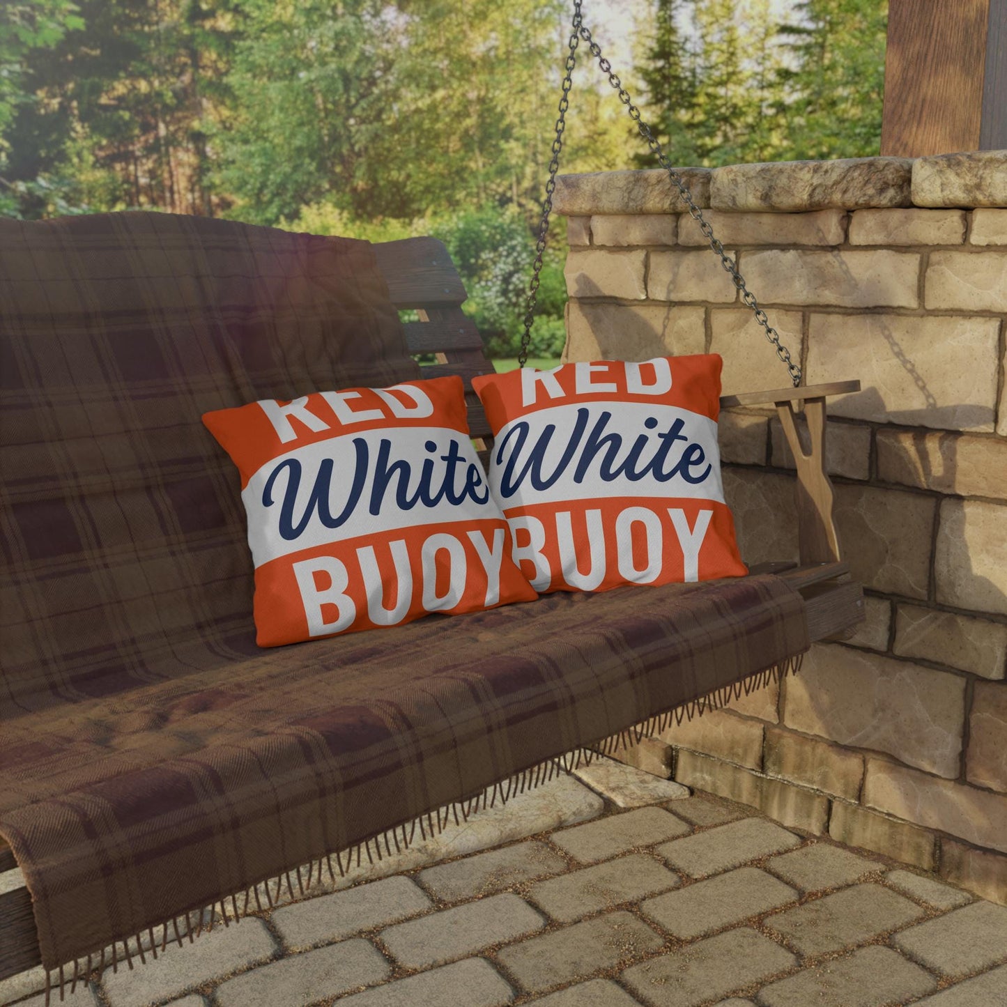 Slow No Wake Buoy Nautical Throw Pillow Outdoor Pillows | Lake House Decor | Made in USA