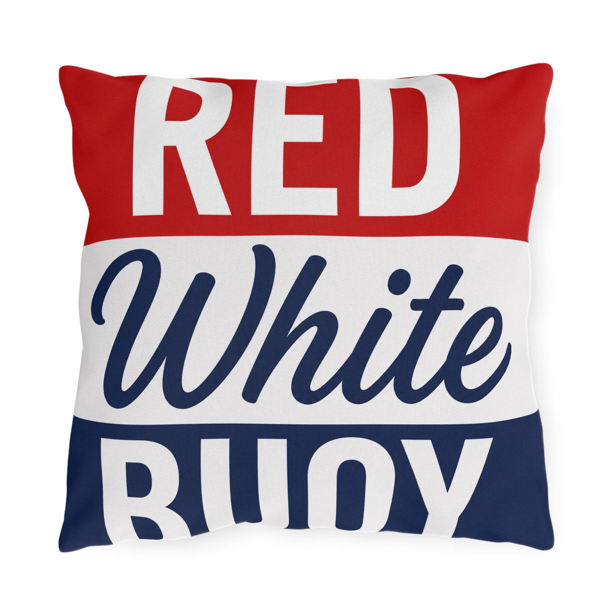 Red White Buoy Nautical Lake Decor Outdoor Pillows | Dock Marina Accent Pillow