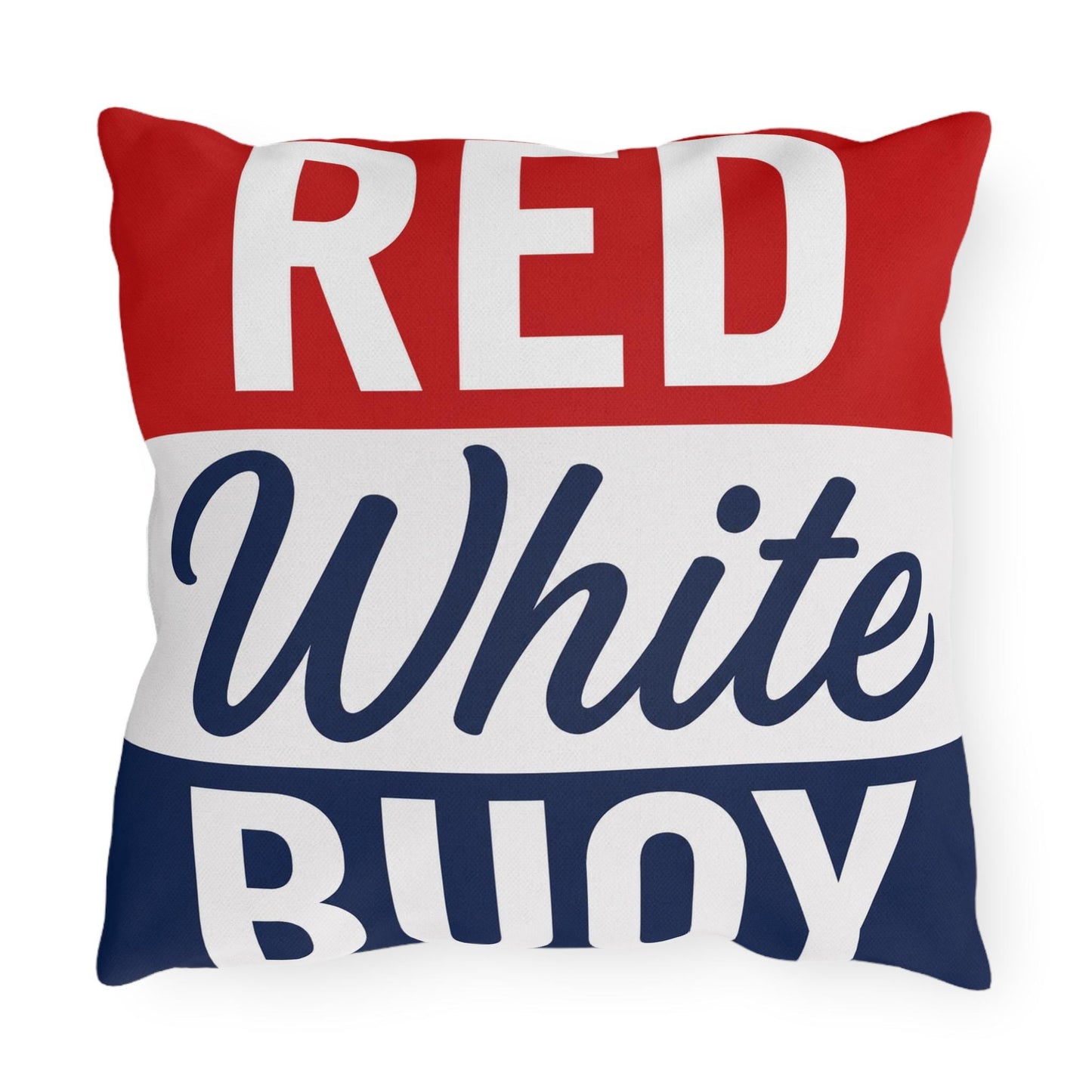 Red White Buoy Nautical Lake Decor Outdoor Pillows | Dock Marina Accent Pillow